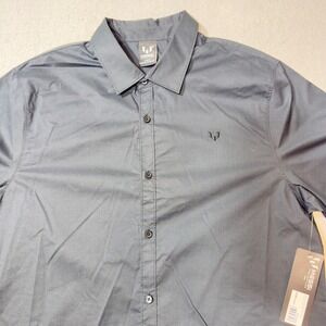 Messi Collection Button Down Shirt Mens Large Black NWT Stretch Limo Long Sleeve